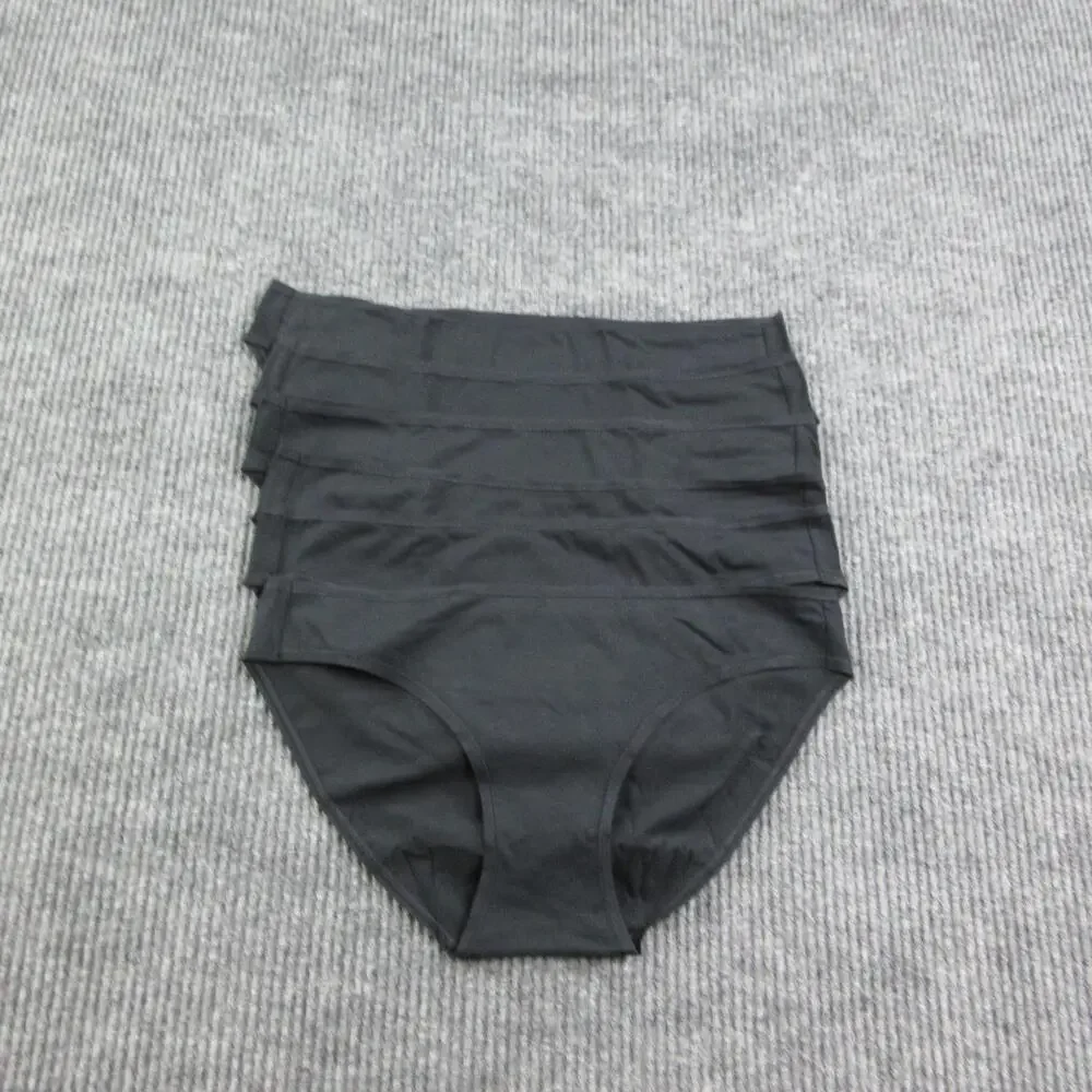 Quince Panties Womens L Black Bikini Organic Cotton Tagless 6 Pack NWOT